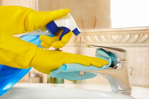 A professional cleaning team applying a strong health and safety policy