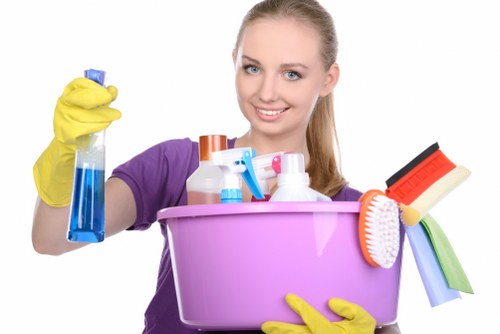 Cleaner working in a residential property near E1